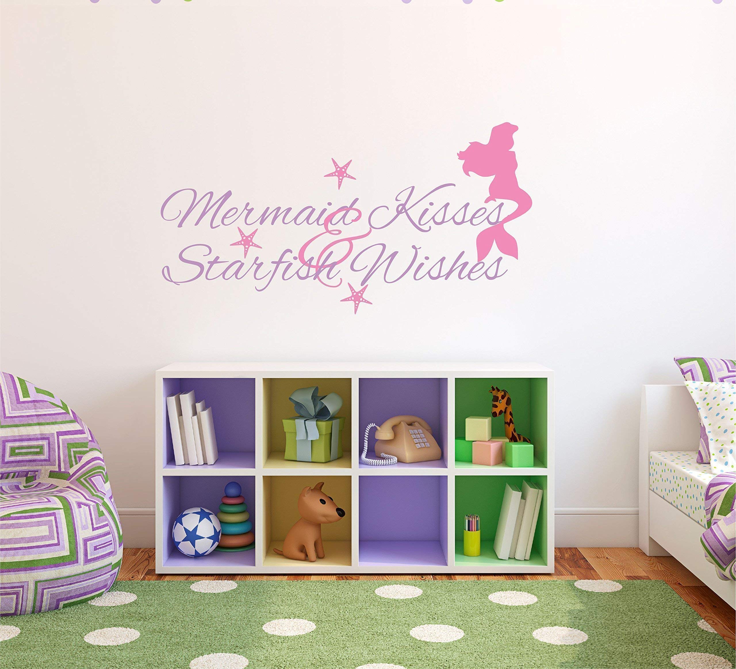 Mermaid Wall Decal for Kids Room - Beach Theme Vinyl Art for Girls Bedroom & Bathroom Decor