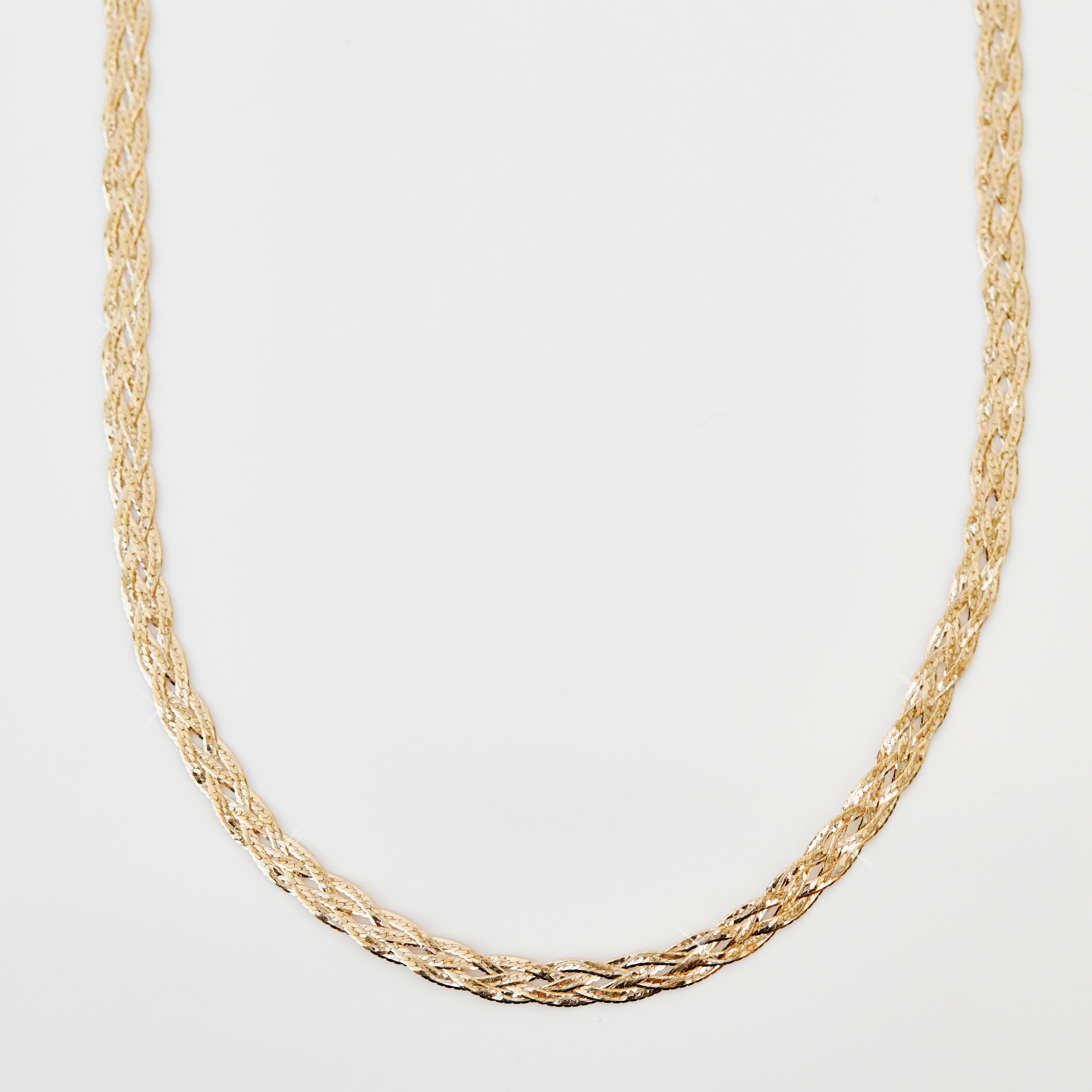 Diamond Cut Braid Chain Necklace for Women - 14K Gold Plated Stainless Steel Jewelry - Perfect for Parties, Weddings & Everyday Wear