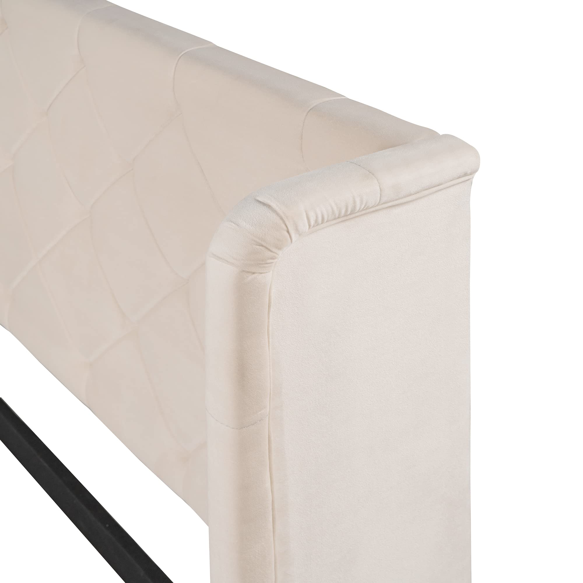 Harper & Bright Designs Queen Size Velvet Upholstered Storage Bed Frame with Wingback Headboard & Wood Slats - No Box Spring Needed, Beige - Perfect for Small Bedrooms & Modern Apartments with Storage Solutions