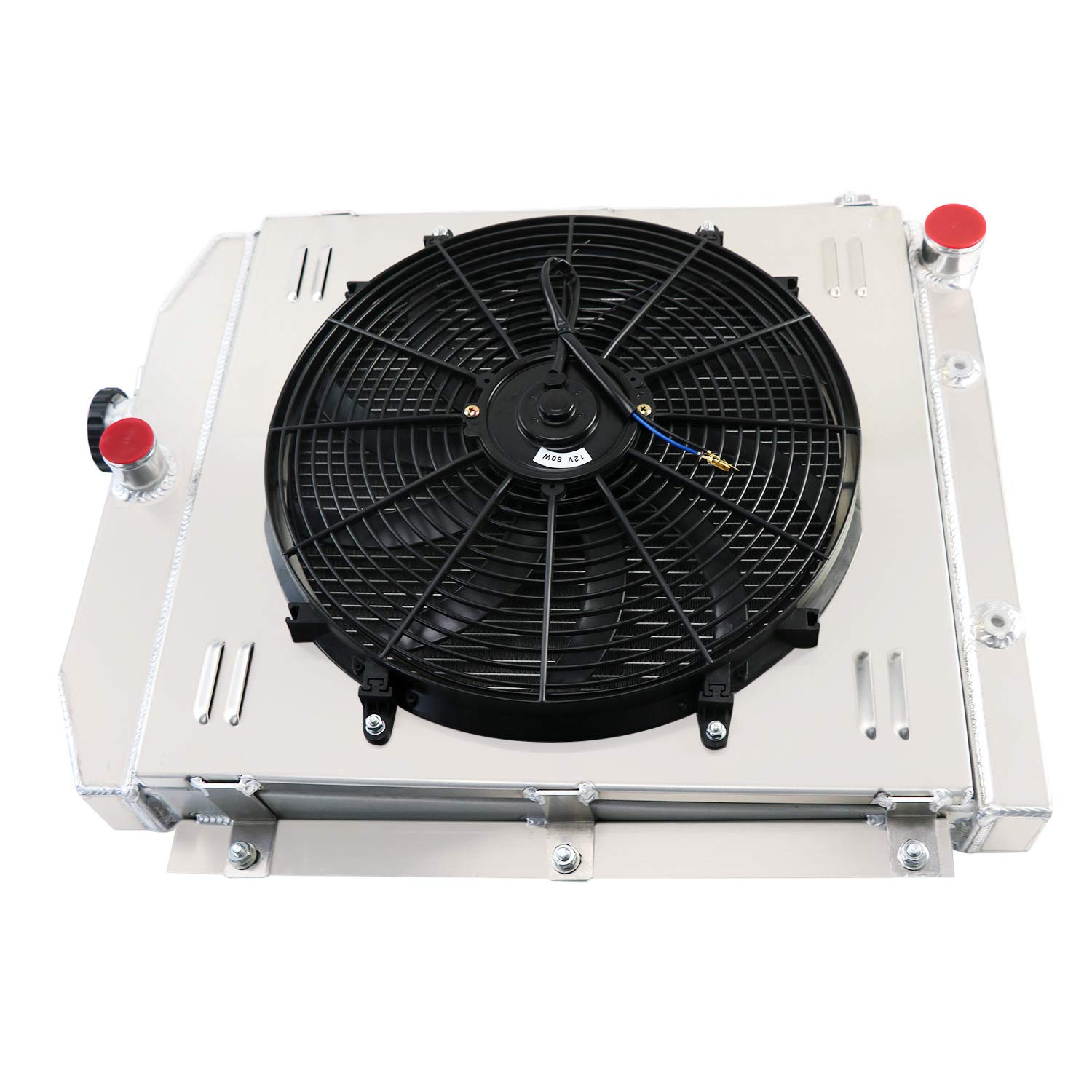 High-Performance Aluminum Radiator for 1947-1954 Chevy Truck Fleetline Fleetmaster 3100 3600 3700 3800 3900 with L6 Engine - 4 Row Cooling System with Shroud & Fan Relay - Perfect for Restoration Projects & Hot Rod Upgrades
