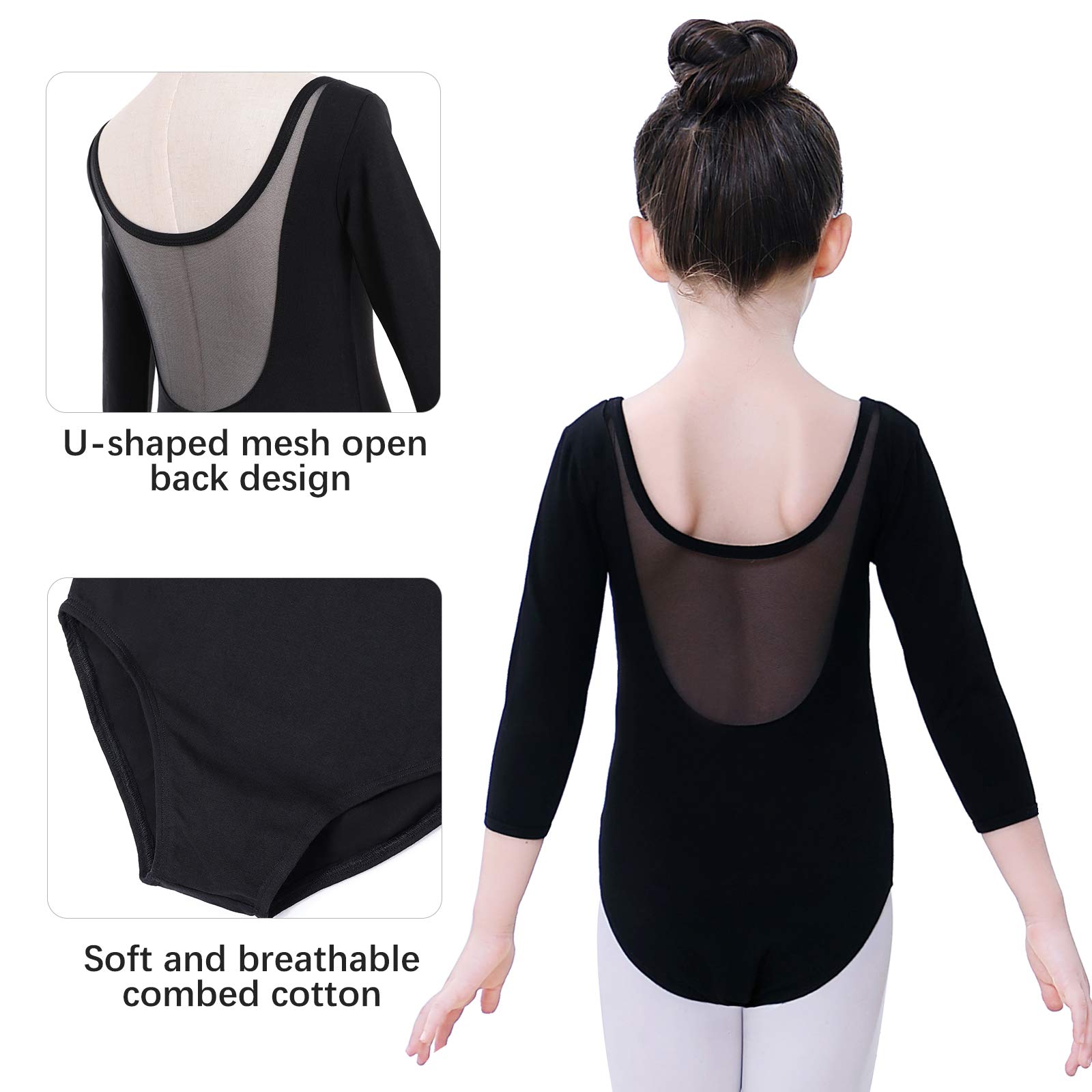 Soudittur Girls Long Sleeve Ballet Leotard - Toddler Dance Bodysuit for Ballet, Gymnastics & Performance (Ages 2-5)