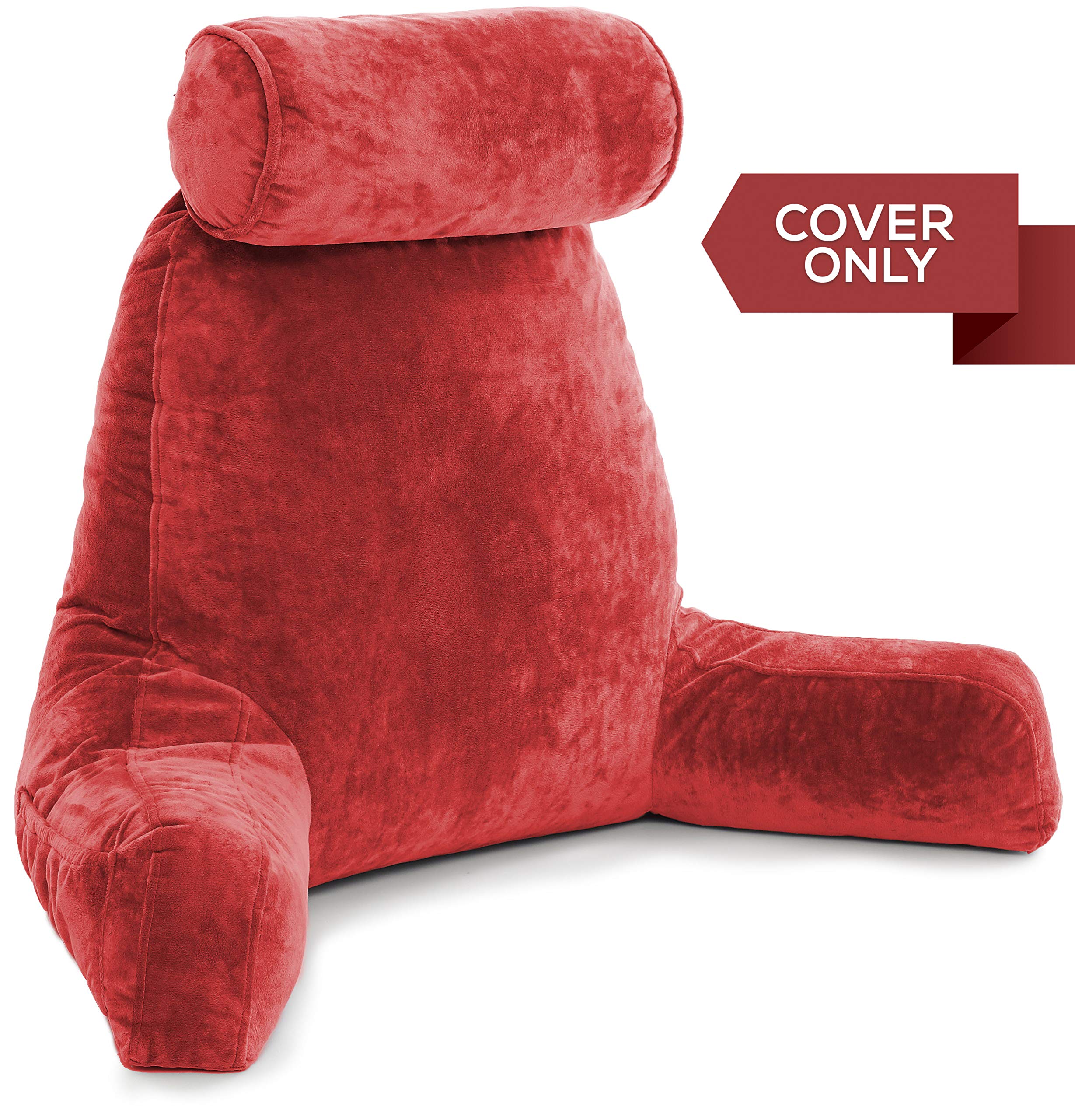 XXL Husband Pillow Cover - Soft Microfiber Bed Rest Pillow Case with Arms & Side/Back Pockets - Multiple Color Options - Perfect for Reading, Watching TV, or Relaxing in Bed