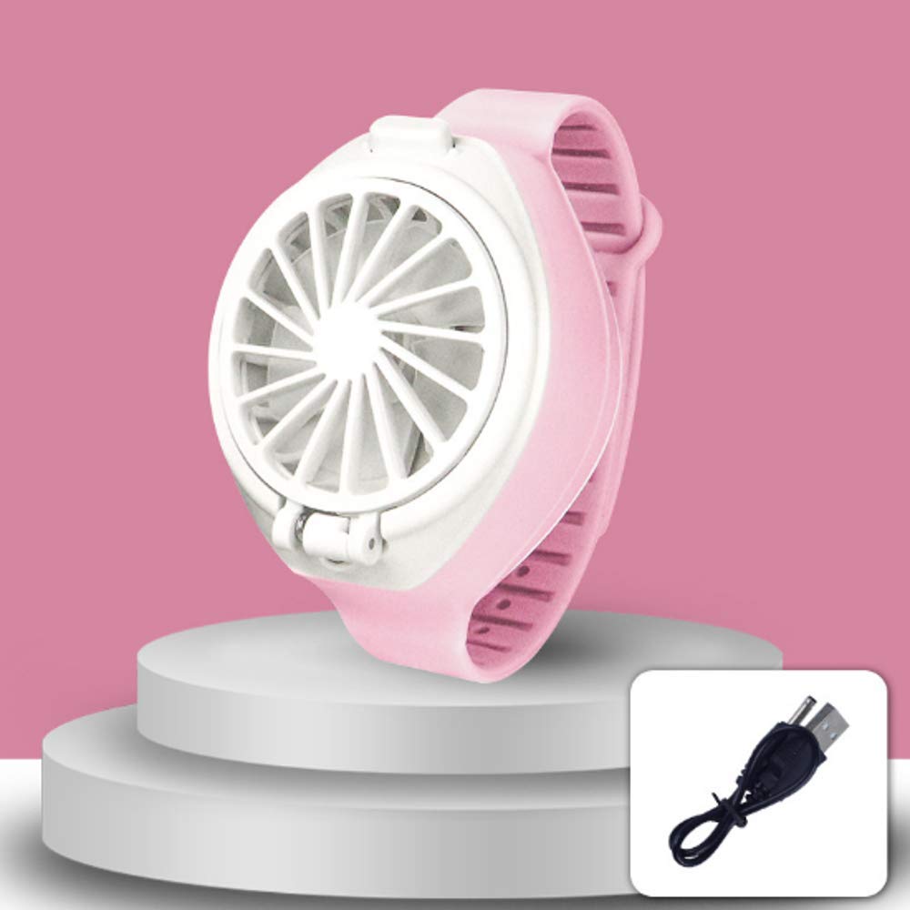 USB Mini Watch Fan - Pink Portable Lazy Fan for Kids & Office Use