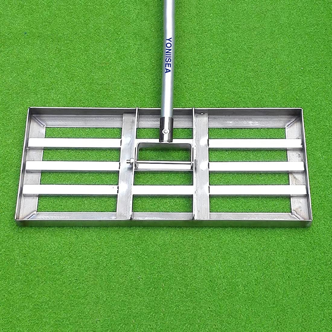 **Heavy-Duty Stainless Steel Golf & Lawn Leveling Rake - 43-Inch Handle for Smoothing Grass, Leveling Turf & Golf Course Maintenance - Perfect for Golf Greens, Backyard Lawns & Sports Fields**
