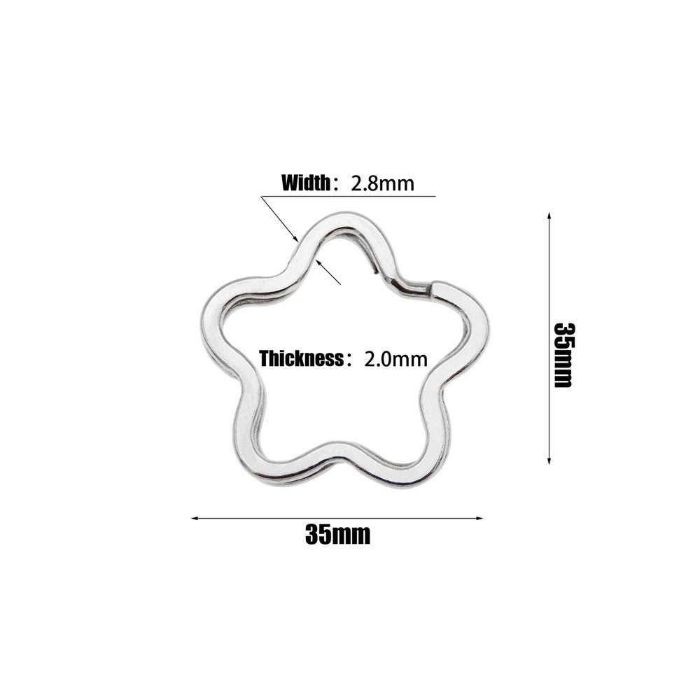 20pcs Silver Flower Key Rings 35mm - Heavy Duty Keychains for DIY Jewelry & Crafts