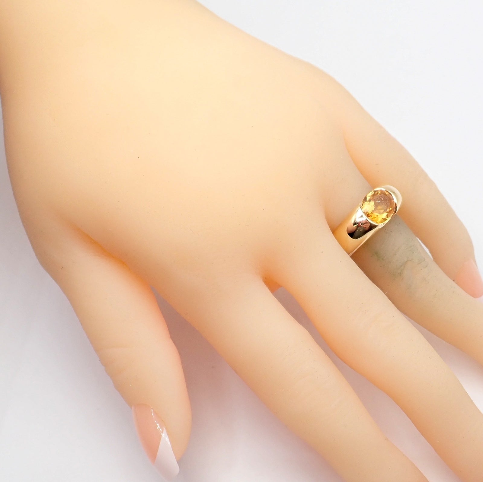 Authentic Cartier 18K Yellow Gold Citrine Wide Large Ellipse Band Ring Size 5.5 - Luxury Jewelry for Women, Perfect for Weddings, Anniversaries & Special Occasions