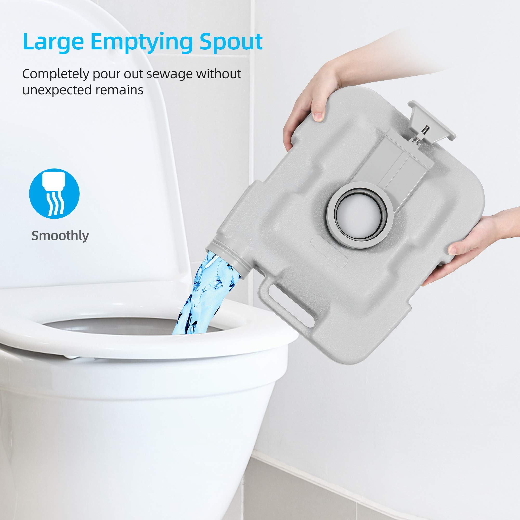 YITAHOME 5.3 Gallon Portable Toilet for RV Camping & Travel - Detachable Waste Tank, Press Flush Pump - Ideal for Road Trips, Boating, Hiking & Outdoor Adventures
