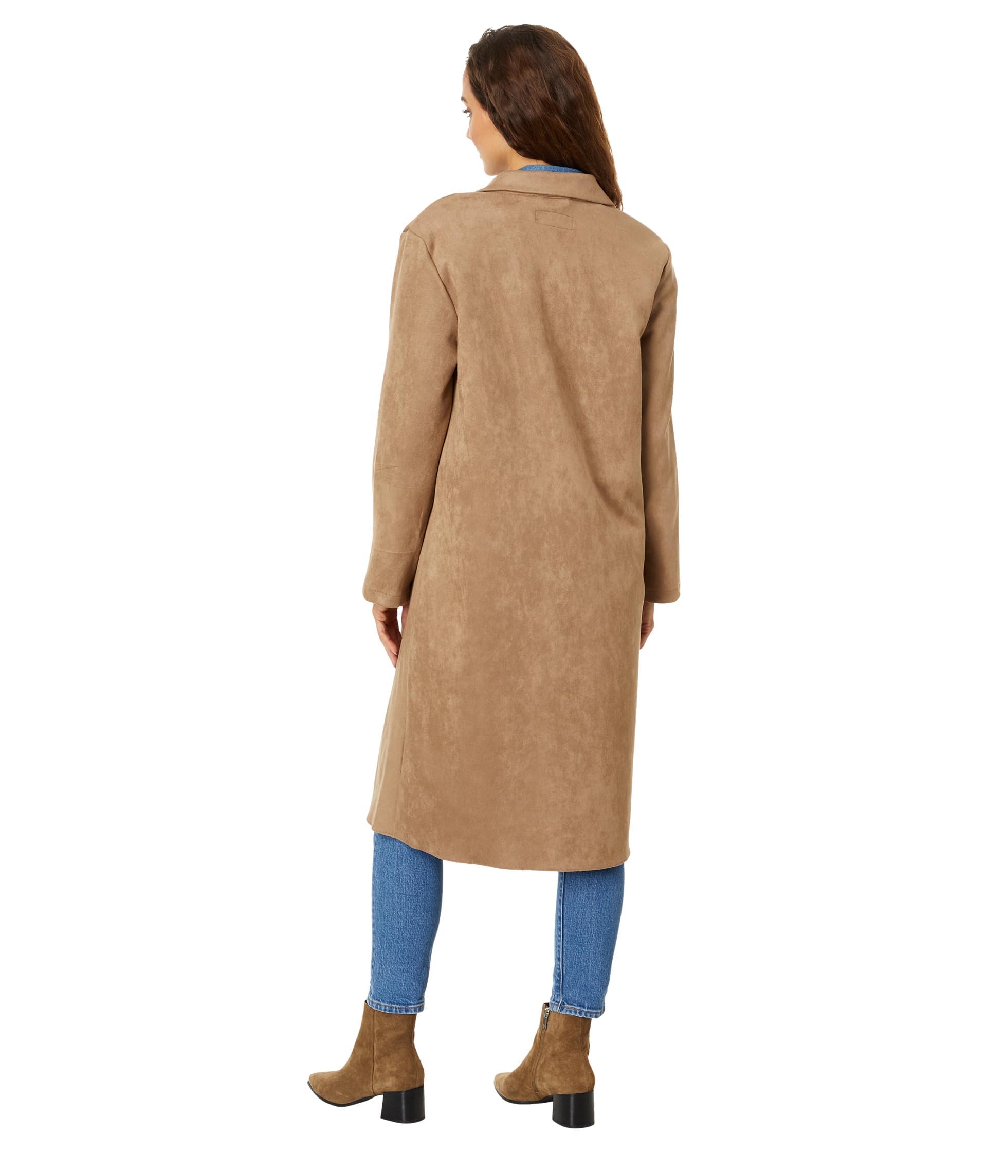 BLANKNYC Women's Long Faux Suede Coat Jacket - Stylish Winter Outerwear for Casual Outings & Office Wear