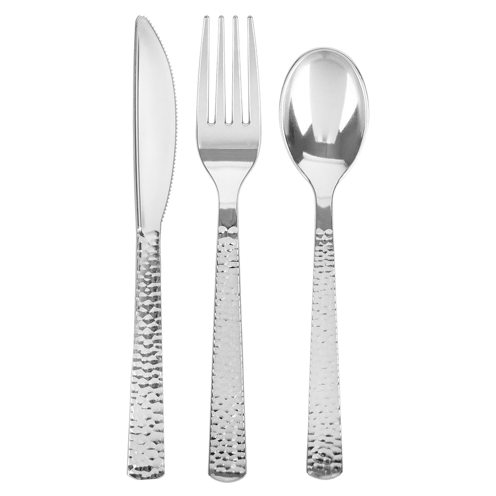 Premium 32-Piece Silver Flatware Set for 8 - Elegant Pebble Collection Stainless Steel Cutlery | Perfect for Formal Dining, Wedding Gifts & Dinner Parties