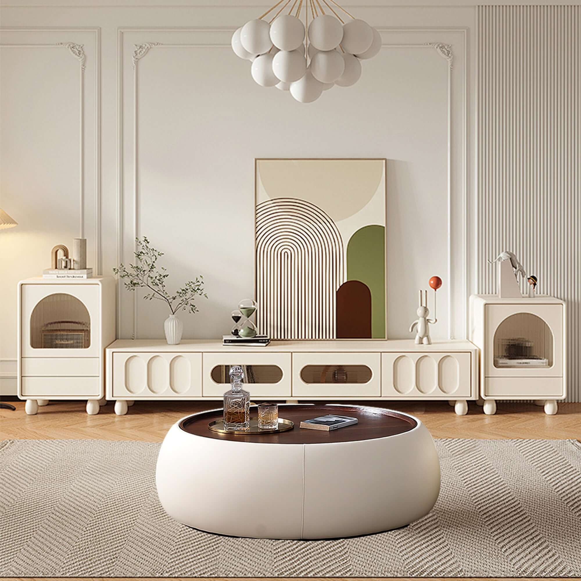 Modern Round Coffee Table with Storage - Light Luxury Design for Living Room, Office & Lounge Areas - Perfect for Small Spaces & Home Decor