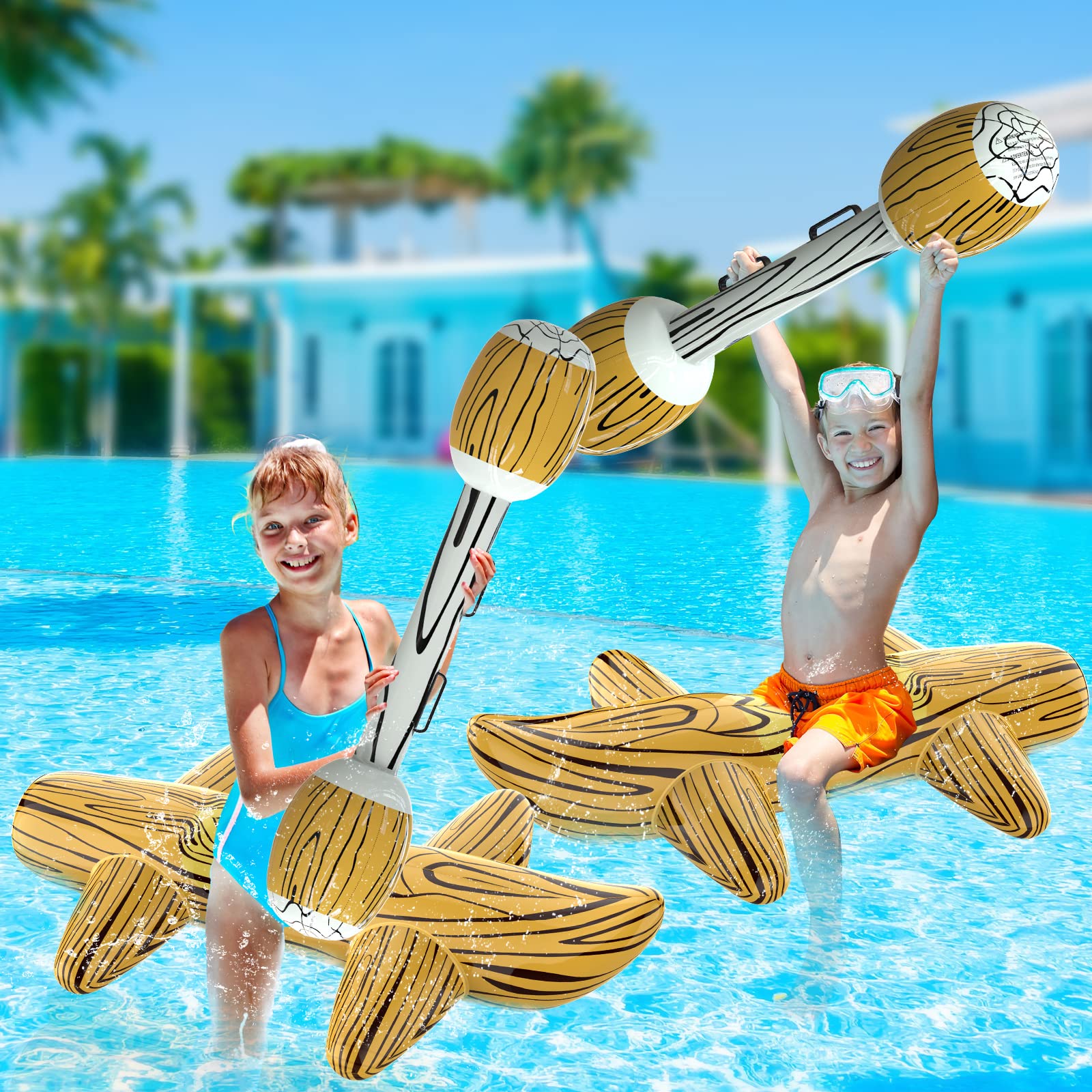 **2025 New Patented 4-Piece Inflatable Battle Log Raft Pool Float Set for Kids Ages 6-12 | Fun Water Toys for Swimming, Pool Parties & Outdoor Family Games**    *(Perfect for Summer Fun, Beach Trips, Backyard Pools & Kids' Birthday Parties!)*