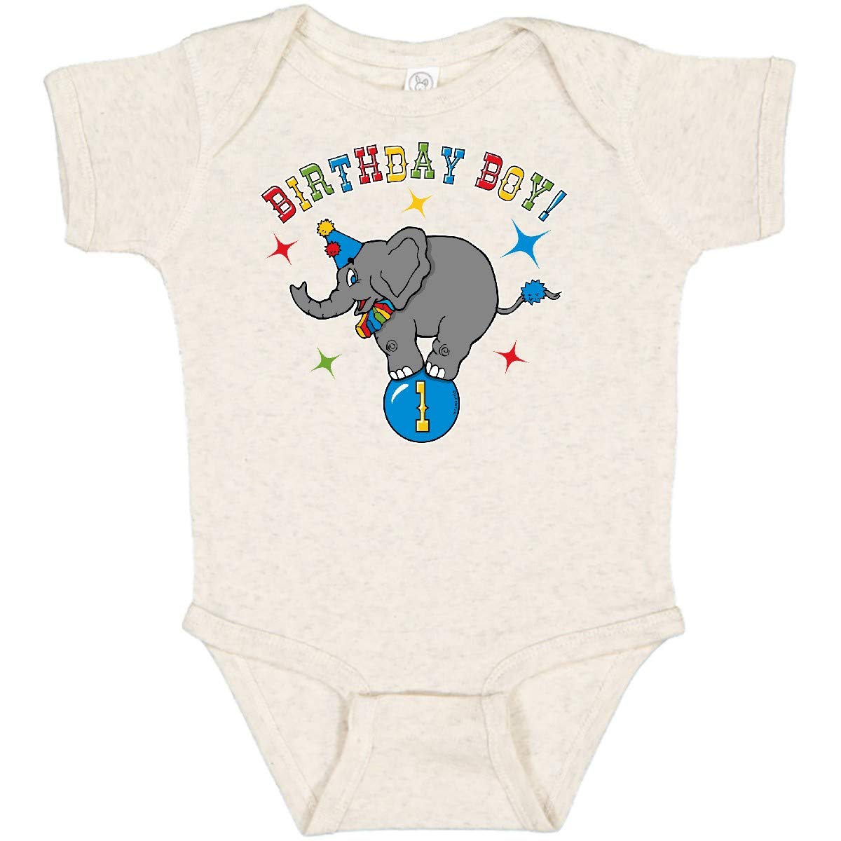 Inktastic Circus Elephant 1st Birthday Bodysuit for Baby Boys - Cute Outfit for Birthday Party, Photo Shoot & Special Occasions