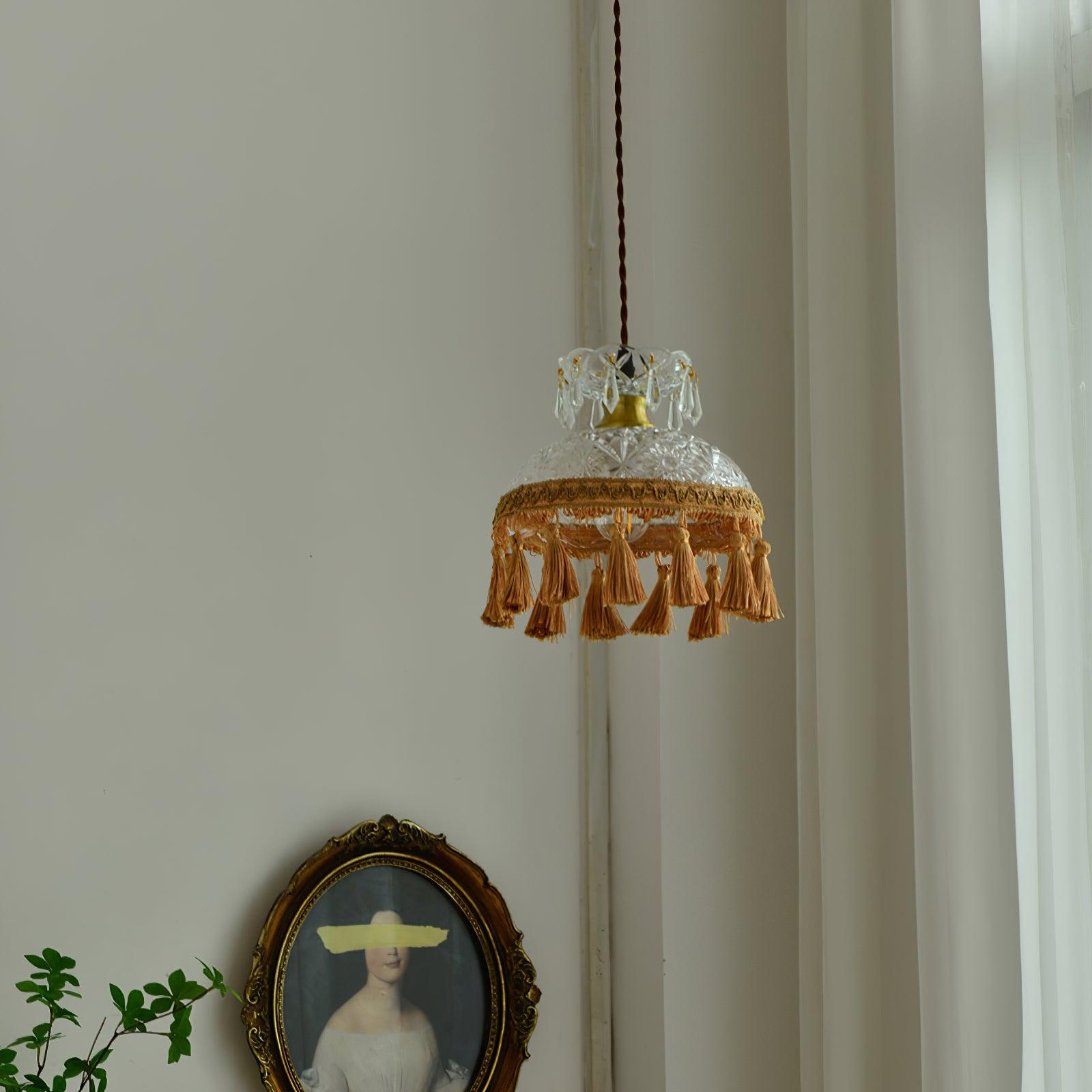 Modern Bowl Tassel Pendant Light - Elegant Hanging Chandelier for Dining Room, Kitchen Island, Bedroom & Living Room Decor
