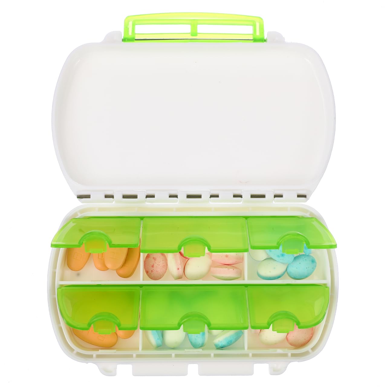 ROSENICE 6-Compartment Pill Organizer Box - Portable Weekly Medication Storage Case for Vitamins, Supplements & Pills (Green) - Perfect for Travel, Home & Daily Use