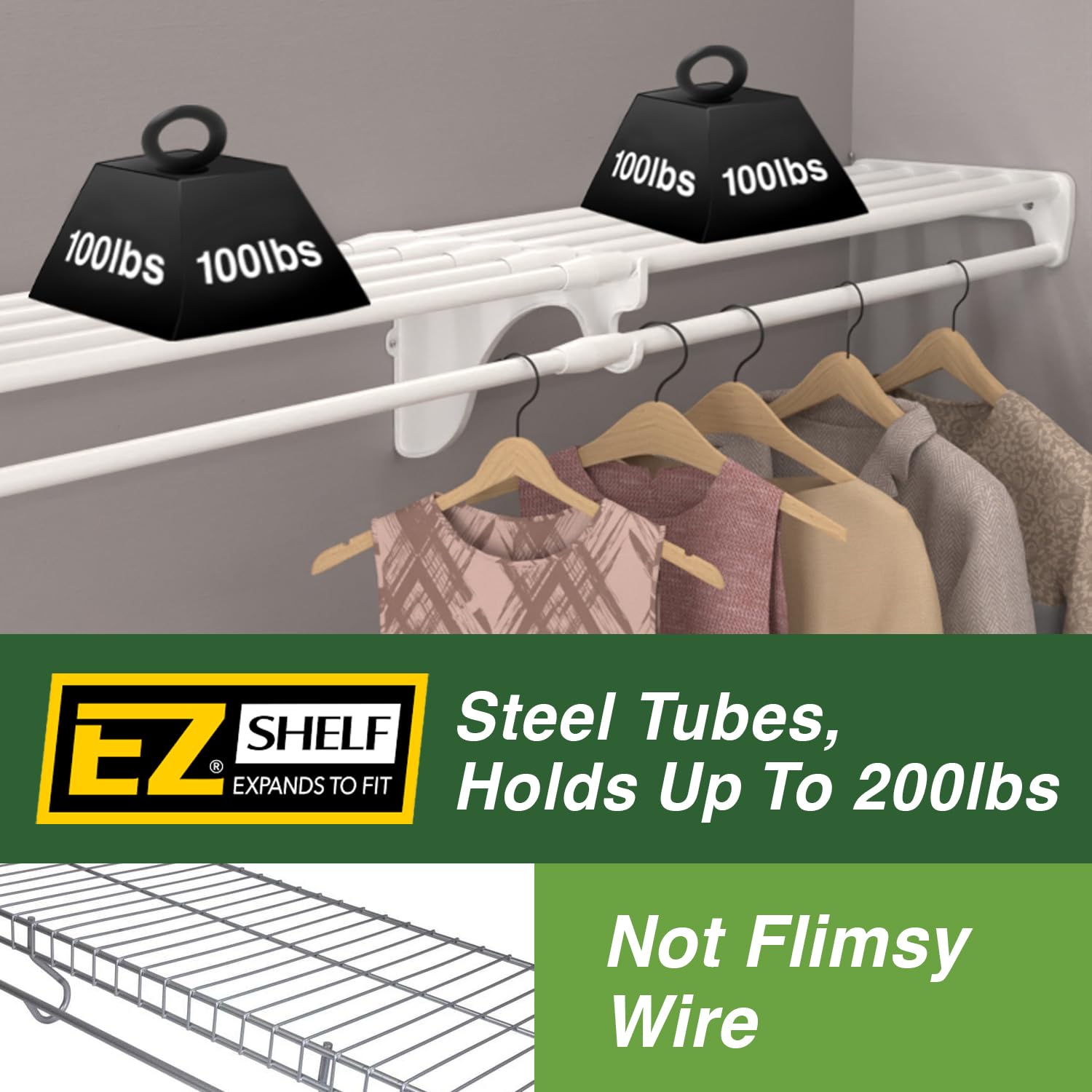 EZ SHELF - Expandable Closet Shelf with Hanging Rod (29