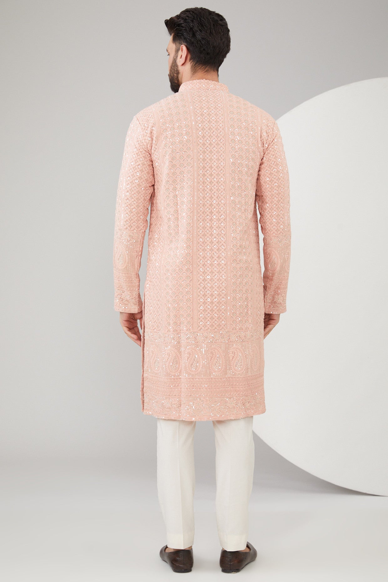 Elegant Peach Georgette Chikankari Embroidered Kurta for Women | Traditional Indian Handcrafted Tunic | Perfect for Festivals, Weddings & Casual Wear