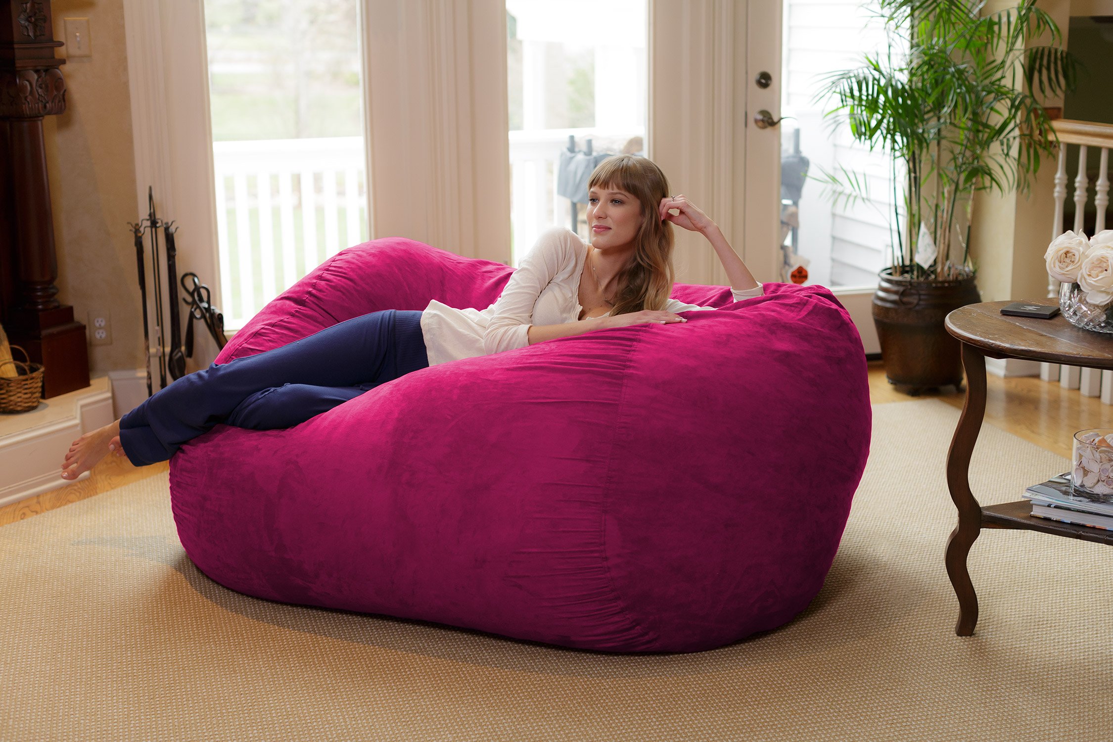 Chill Sack 6' Memory Foam Bean Bag Chair - Oversized Lounger with Soft Microfiber Cover (Pink) - Perfect for Living Rooms, Game Rooms & Dorm Relaxation