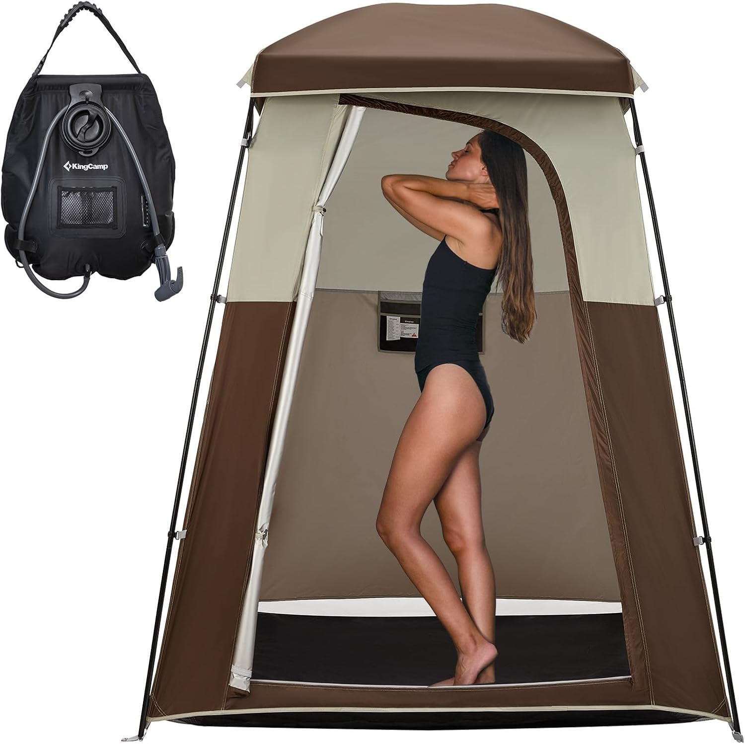 KingCamp Luxury Camping Shower Tent with Shower Bag - Privacy Shelter for Outdoor Bathing | 1-Room & 2-Room Toilet Tent Options | Perfect for Camping, Hiking, Beach Trips & RV Adventures