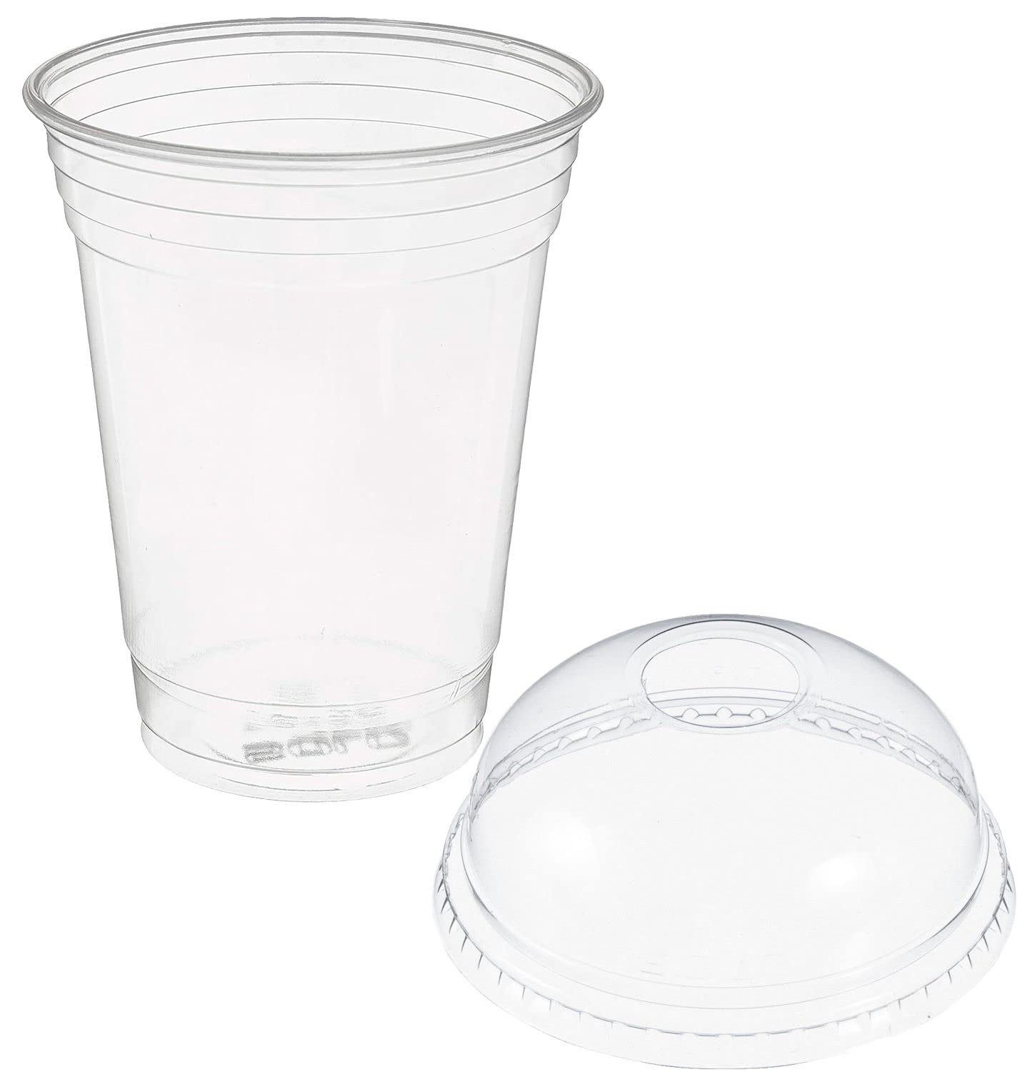 16 oz Clear Plastic Disposable Cups with Dome Lids - 50 Sets for Iced Coffee, Bubble Tea, Smoothies, Boba Drinks - Perfect for Parties, Cafes, and Takeout (SOL-TP16D-DLR626-50PK)