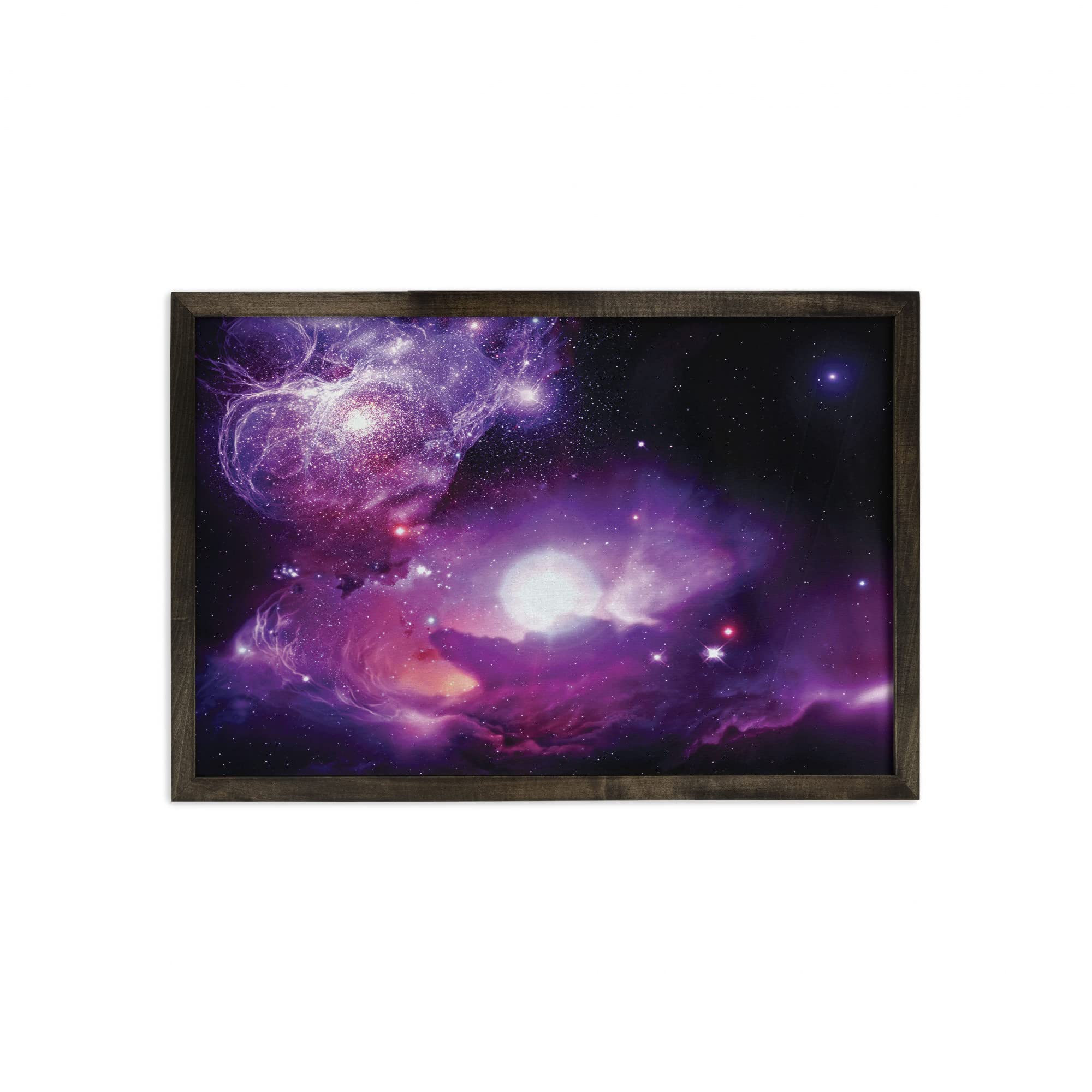 Lunarable Outer Space Framed Wall Art - Fantasy Universe Nebula Planet Star Cluster Galaxy Print - Carbonized Wood Frame Home Decor Poster 35x23 Inches Black Purple - Perfect for Living Room, Bedroom & Office Decor