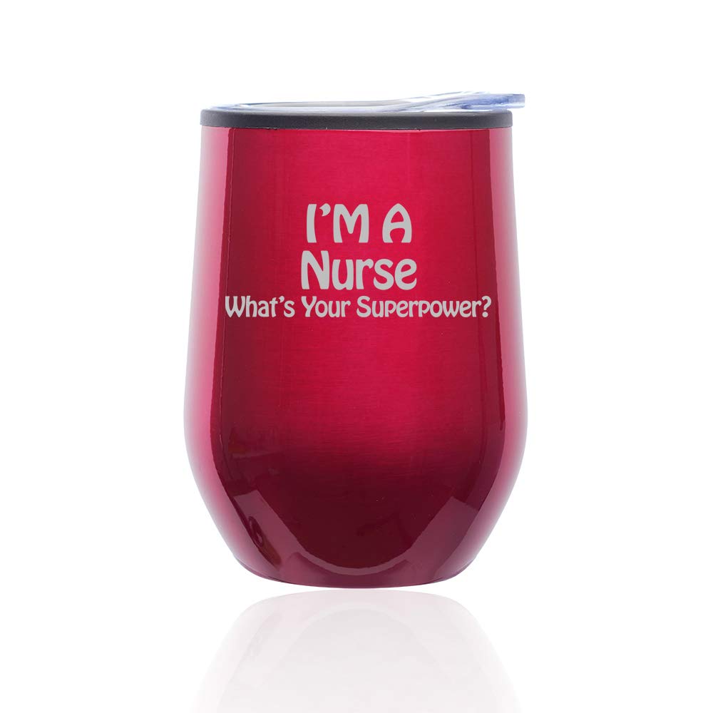 Stemless Wine Tumbler with Lid - 16oz Insulated Coffee Travel Mug for Hot & Cold Drinks - Leakproof Glass Cup for Nurses, Teachers, Office - Perfect Gift for Wine Lovers (Fuchsia Pink) | Great for Home, Office, Travel & Outdoor Activities