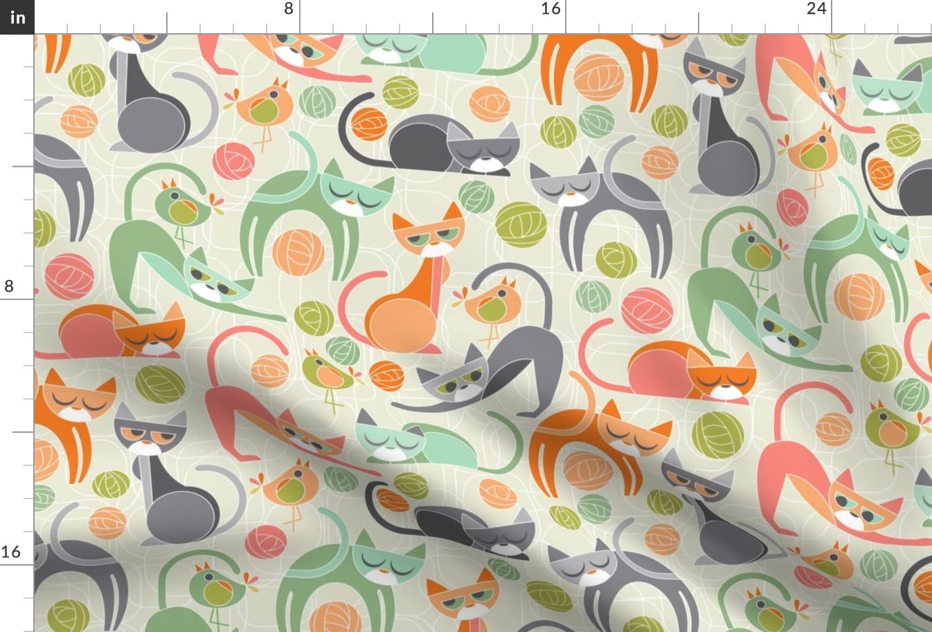 Cubist Cats Abstract Printed Minky Fabric Fat Quarter - Soft Plush Material for Sewing Baby Blankets, Quilt Backing & DIY Plush Toys - Perfect for Nursery Decor & Pet Lovers Gifts
