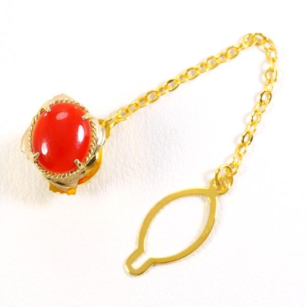 18K Yellow Gold Alloy Coral Brooch - Elegant Vintage Jewelry for Women, Perfect for Weddings, Parties & Special Occasions