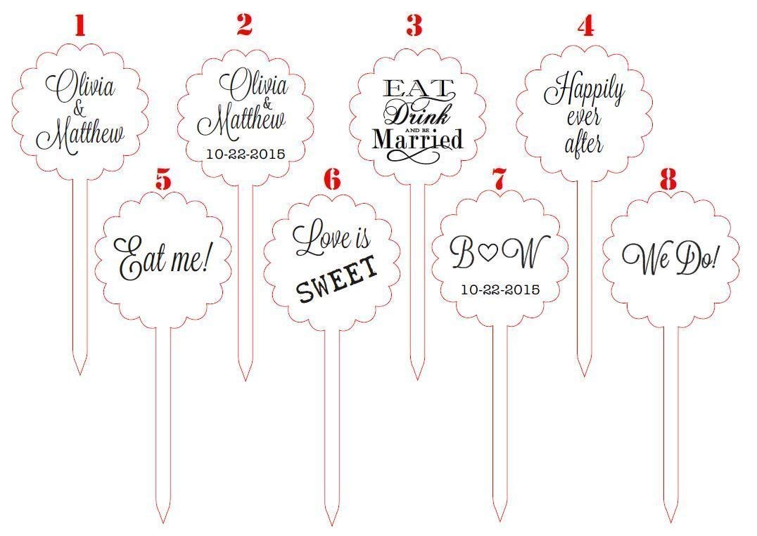 Personalized Wooden Cupcake Toppers - Rustic Wedding Cake Decorations - Custom Engraved Cupcake Picks (12 Pack) - Perfect for Bridal Showers, Anniversary Parties & Baby Showers