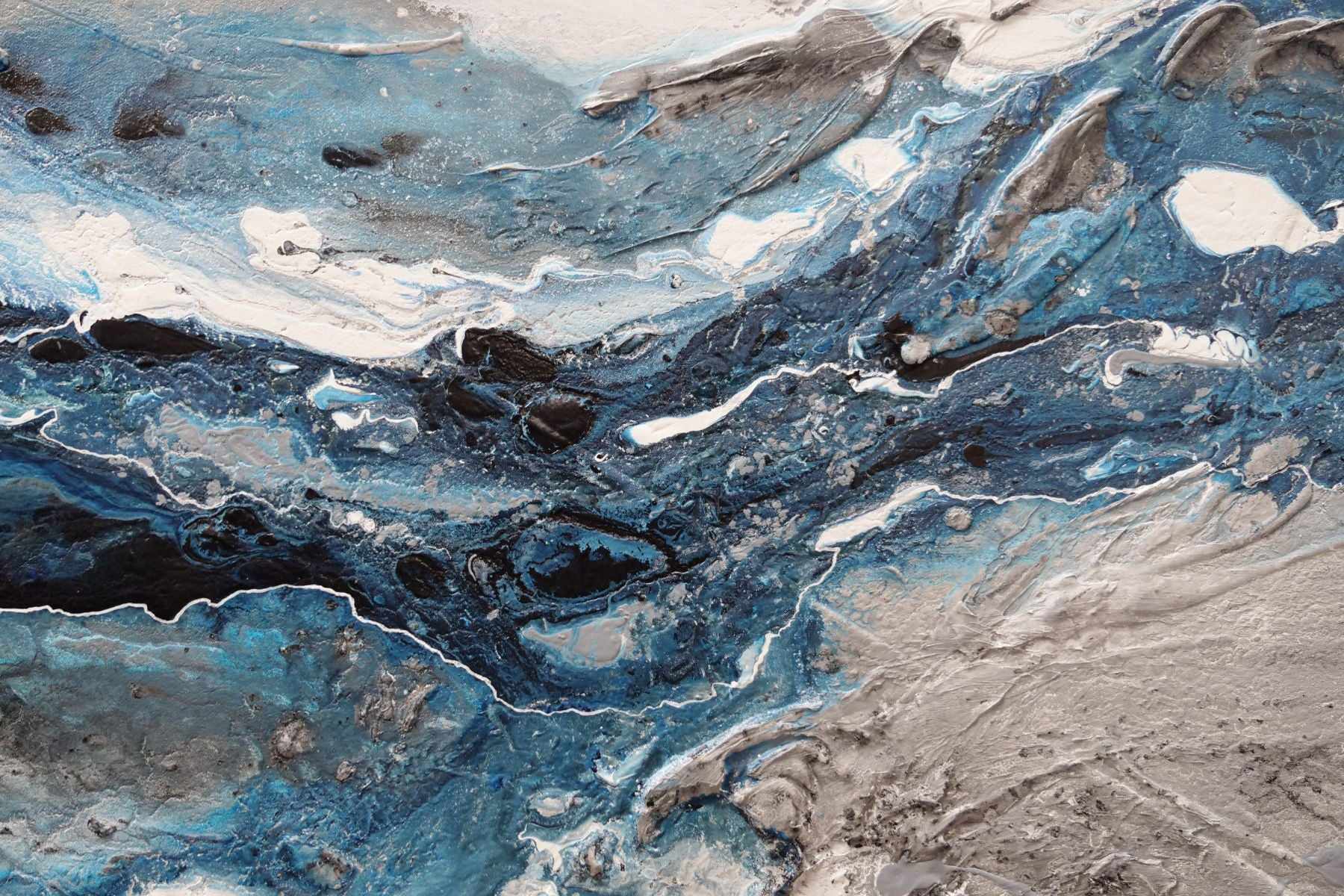 Slate and Ocean 160cm x 100cm Grey Blue Textured Abstract Canvas Wall Art - Perfect for Living Room, Bedroom or Office Decor