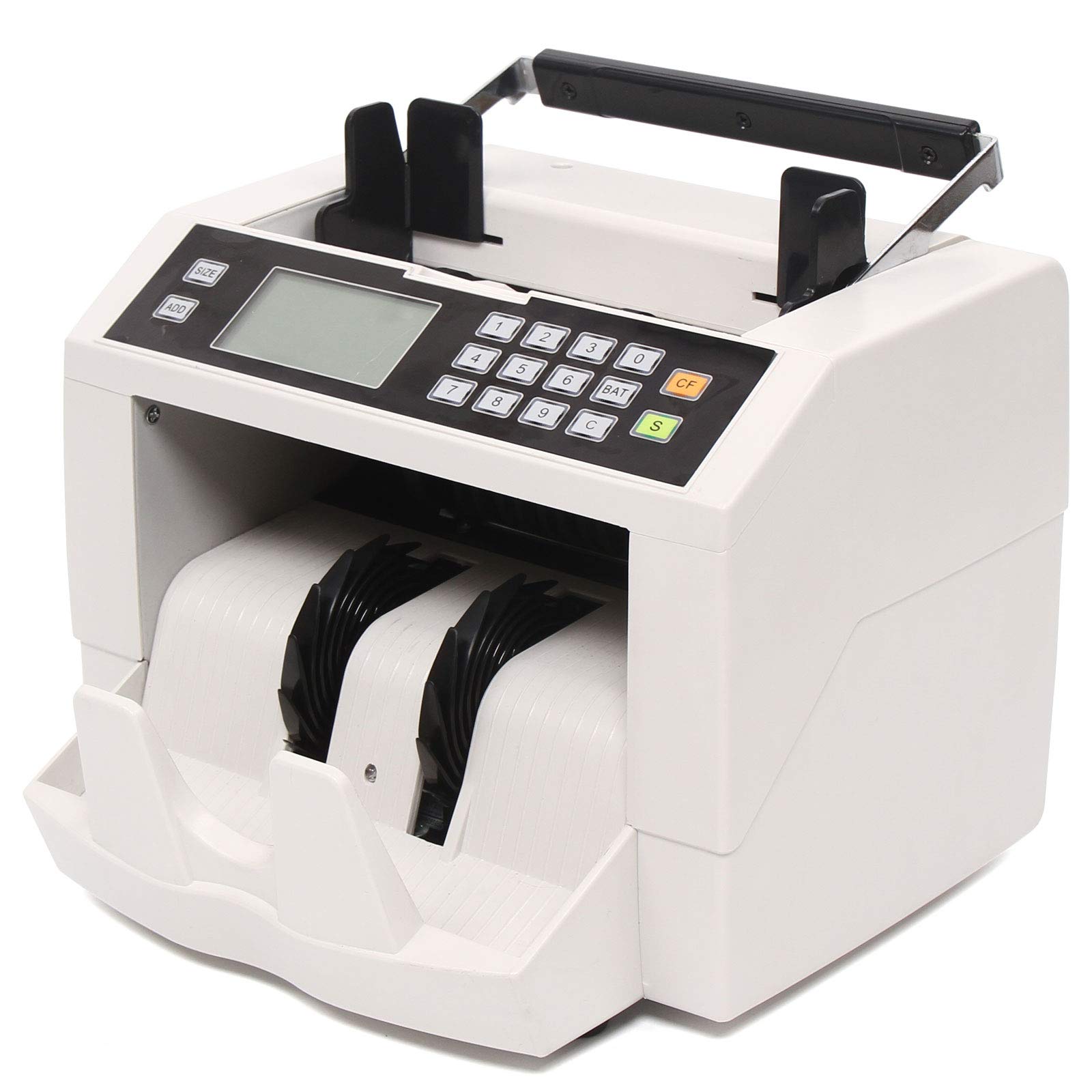 High-Speed Money Counter Machine with Counterfeit Detection - 110V, 100 Bill Capacity (0-9999 Count) for USD, EUR, GBP - LED Display Cash Counter for Banks, Retail Stores & Small Businesses