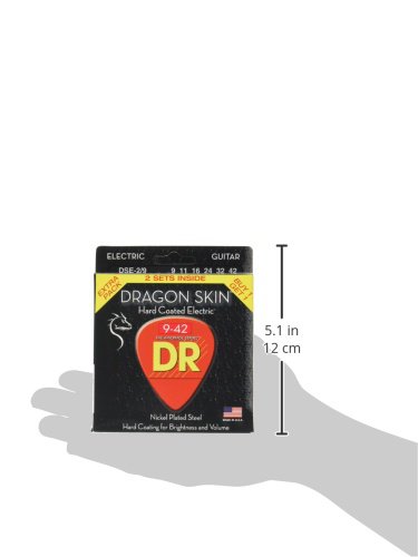 DR Strings DSE-2/9 Dragon Skin Clear Coated Nickel Plated Steel Electric Guitar Strings - 9-Pack Value Set for Smooth Playability & Extended Durability | Perfect for Rock, Metal & Studio Recording
