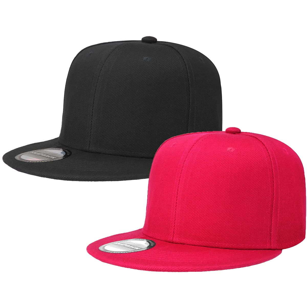 Falari 2-Pack Classic Snapback Hats - Adjustable Flat Bill Blank Solid Color Baseball Caps for Men & Women | Hip Hop Streetwear, Casual Outfits & Sports Events