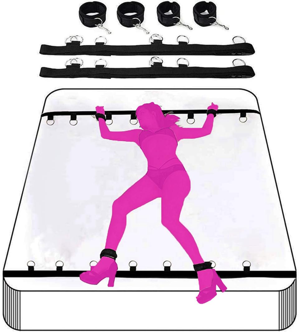 BDSM Bed Restraints Kit - Ankle & Wrist Cuffs for Adult Play