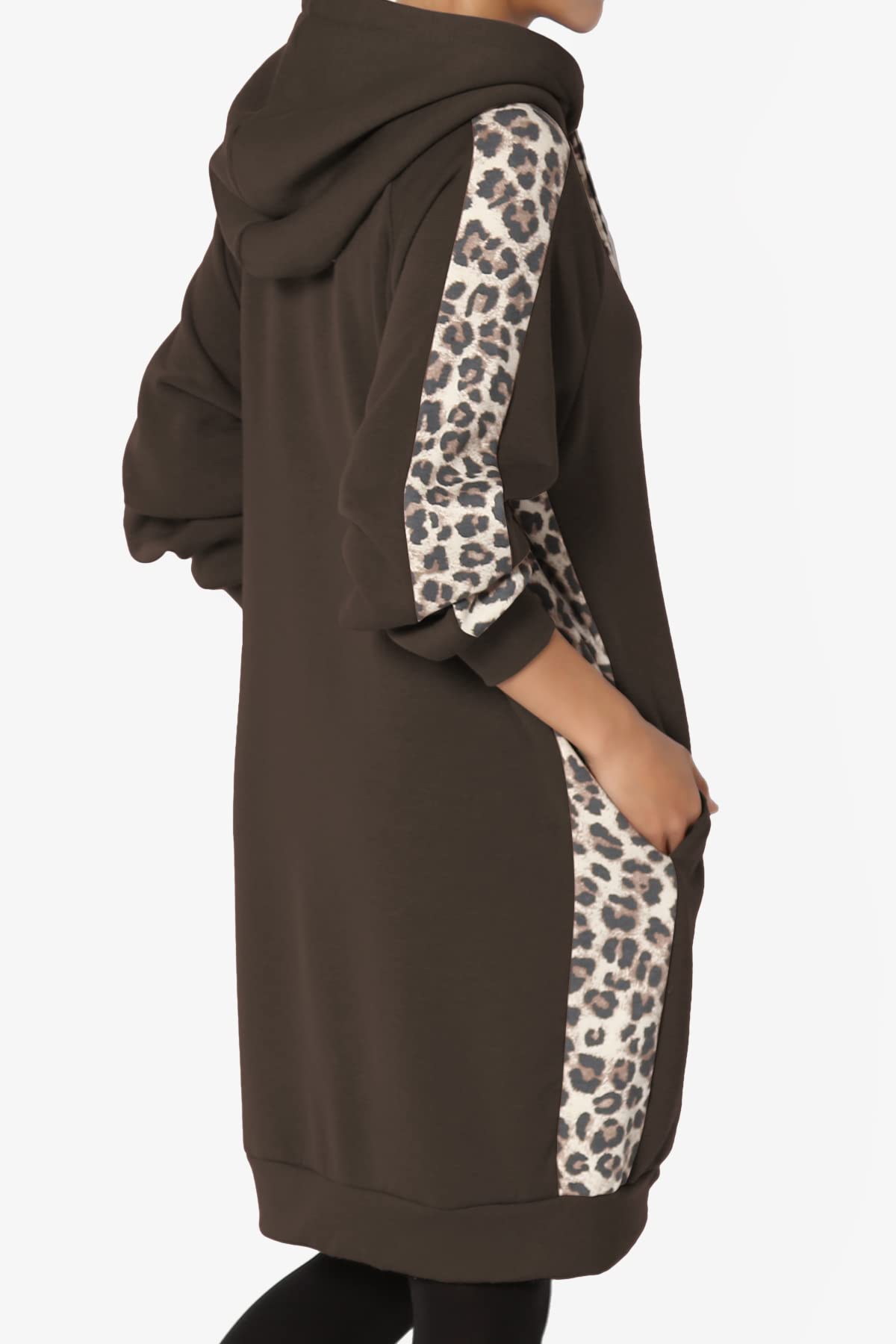 Stylish Leopard Print Loose Fit Hoodie with Pockets - Women's Long Tunic Sweatshirt for Casual Wear, Lounge & Street Fashion