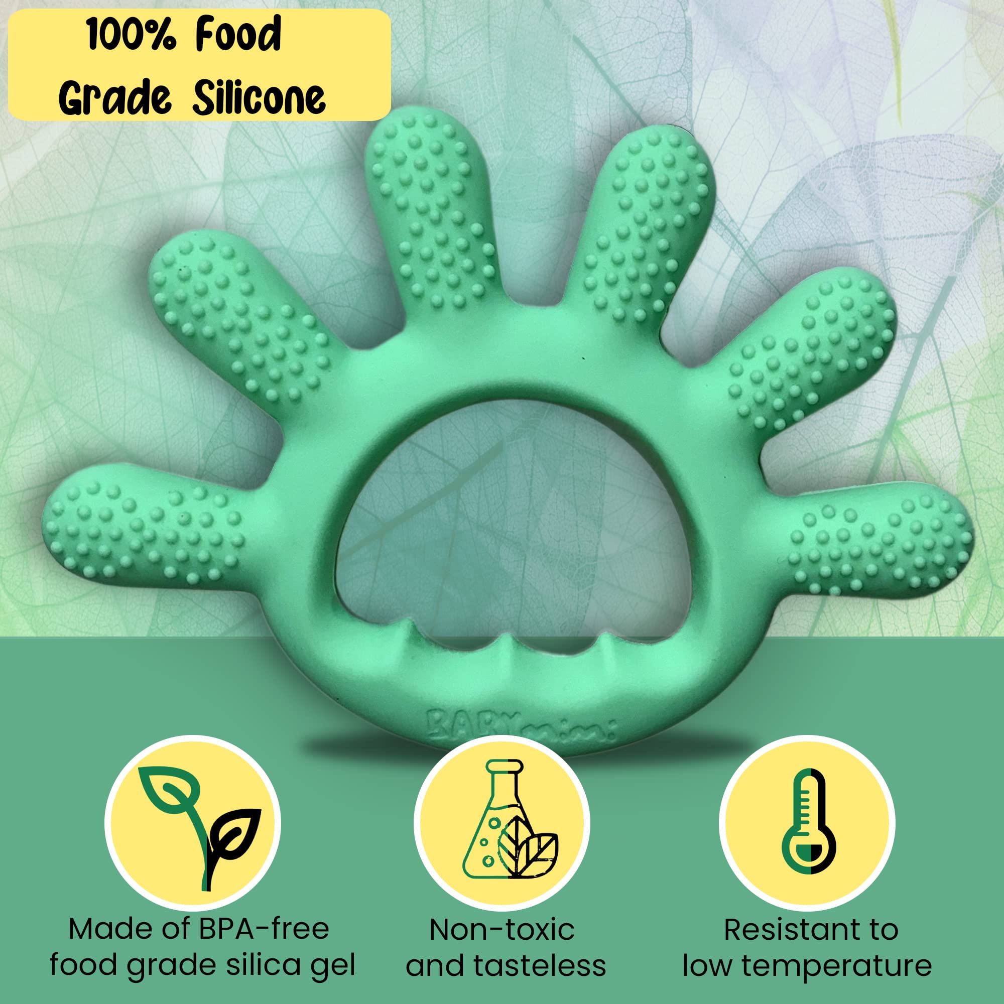 Organic Silicone Baby Teether - Finger-Shaped Chew Toy for Teething Relief - BPA Free, Food-Grade Material with Pastel Fruit Design & Rising Dots - Perfect for Soothing Sore Gums at Home or On-the-Go