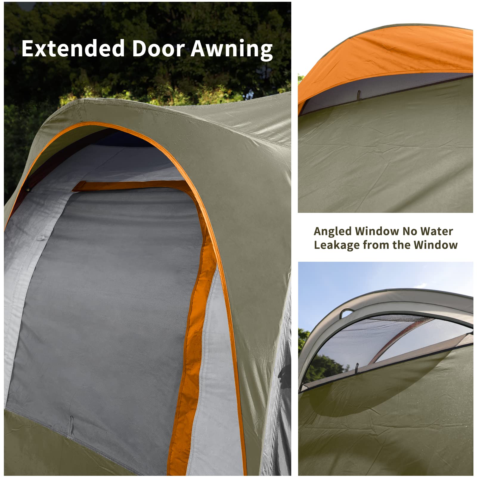 CAMPROS CP Tent 9-Person Waterproof Camping Tent - 2 Room Family Tent with Rainfly, 4 Large Mesh Windows & Carry Bag - Easy Setup for Outdoor Adventures, Hiking, and Backyard Camping