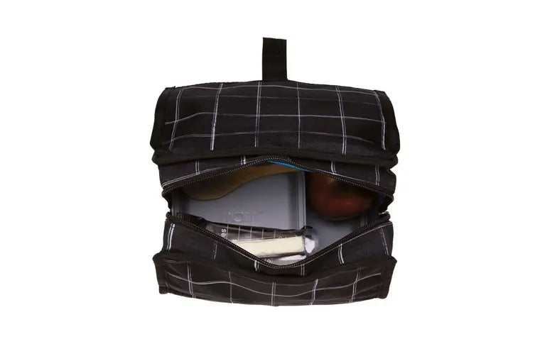 Packit Freezable Lunch Bag - Insulated Cooler for Work, School & Picnics - Black Grid Design - Leakproof & Reusable Lunch Box for Adults & Kids