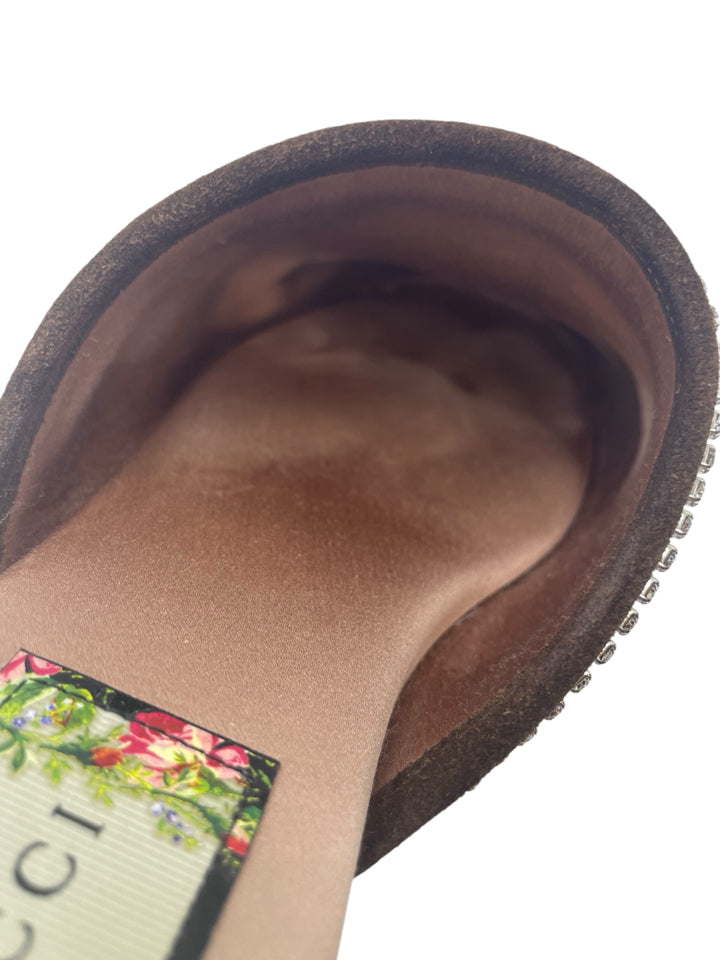 Gucci Velvet GG Monogram Crystal Mules for Women - Size 37 (US 7) - Luxury House Slippers for Home, Parties & Special Occasions