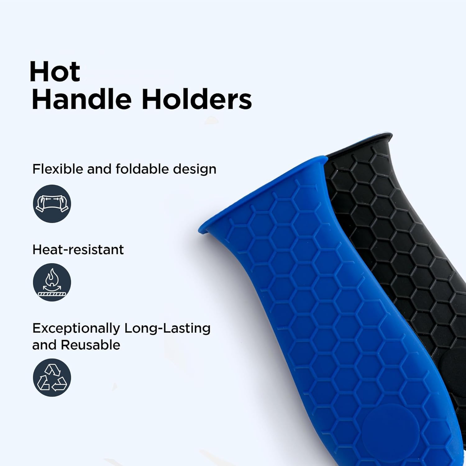 Kuber Industries Silicone Hot Handle Holder Set of 2 - Heat Resistant & Non-Slip Pot Holders for Stove, Oven, and Grill - Black (HH002) - Perfect for Cooking, Baking, and BBQ Safety