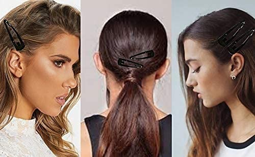Premium Metal Triangular Tic Tac Hair Pins/Clips - 24pcs Big Size Hair Accessories for Women, Girls & Baby (Black) | Secure Hairstyles for School, Work & Special Occasions