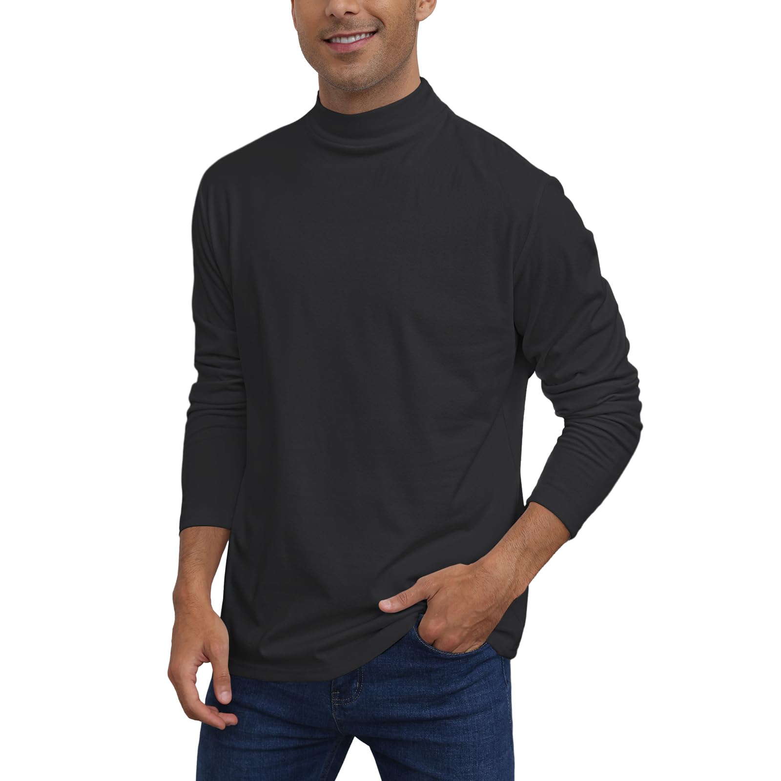 Men's Casual Mock Turtleneck Long Sleeve Thermal Shirt - Stretchy Pullover Sweater for Layering | Lightweight Undershirt for Winter & Fall Fashion | Perfect for Office, Date Night & Outdoor Activities