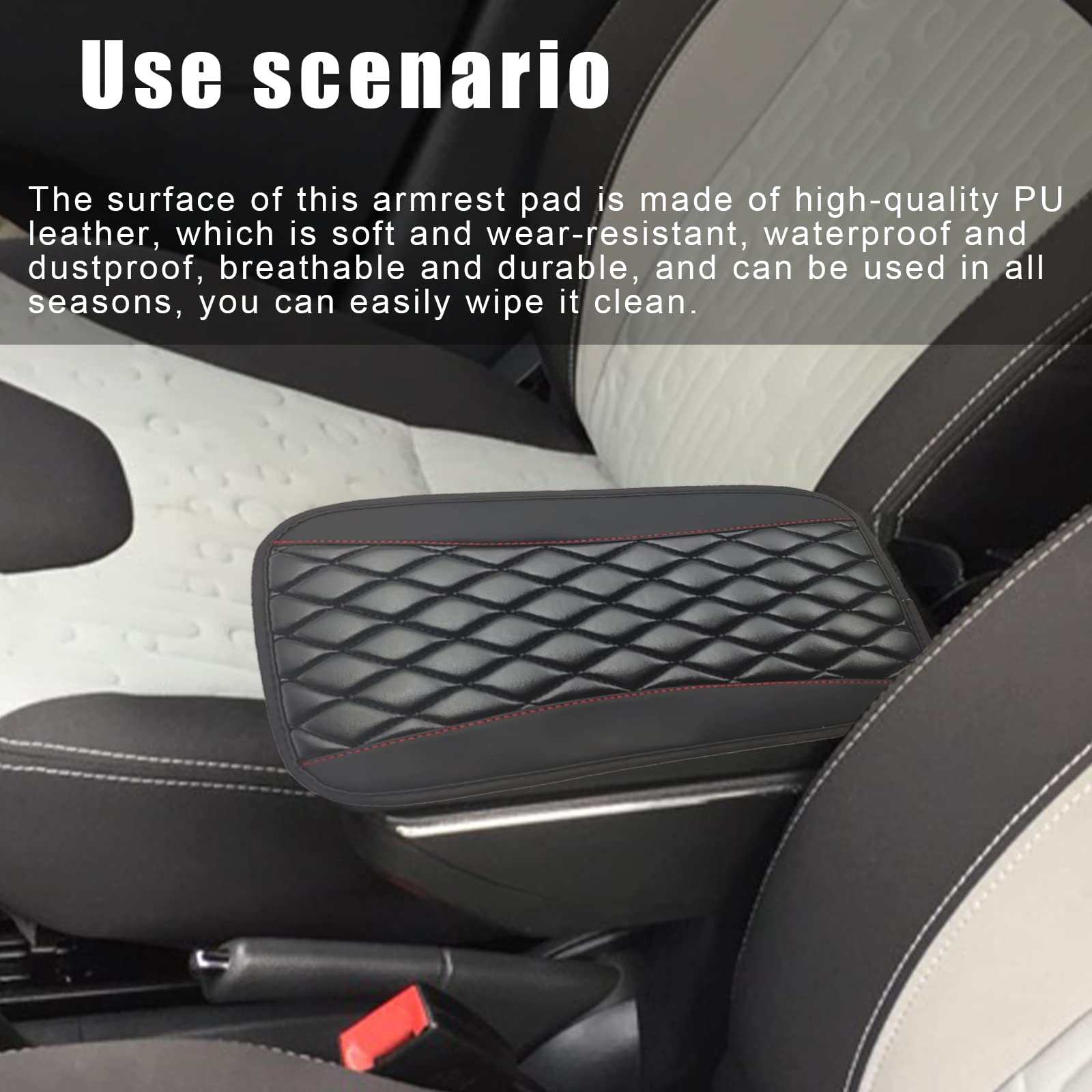 Universal Car Center Console Cushion Pad - Waterproof Leather Armrest Cover with Anti-Scratch Protection for Most Cars, SUVs & Vehicles (Black) | Perfect for Long Drives, Commuting & Interior Protection