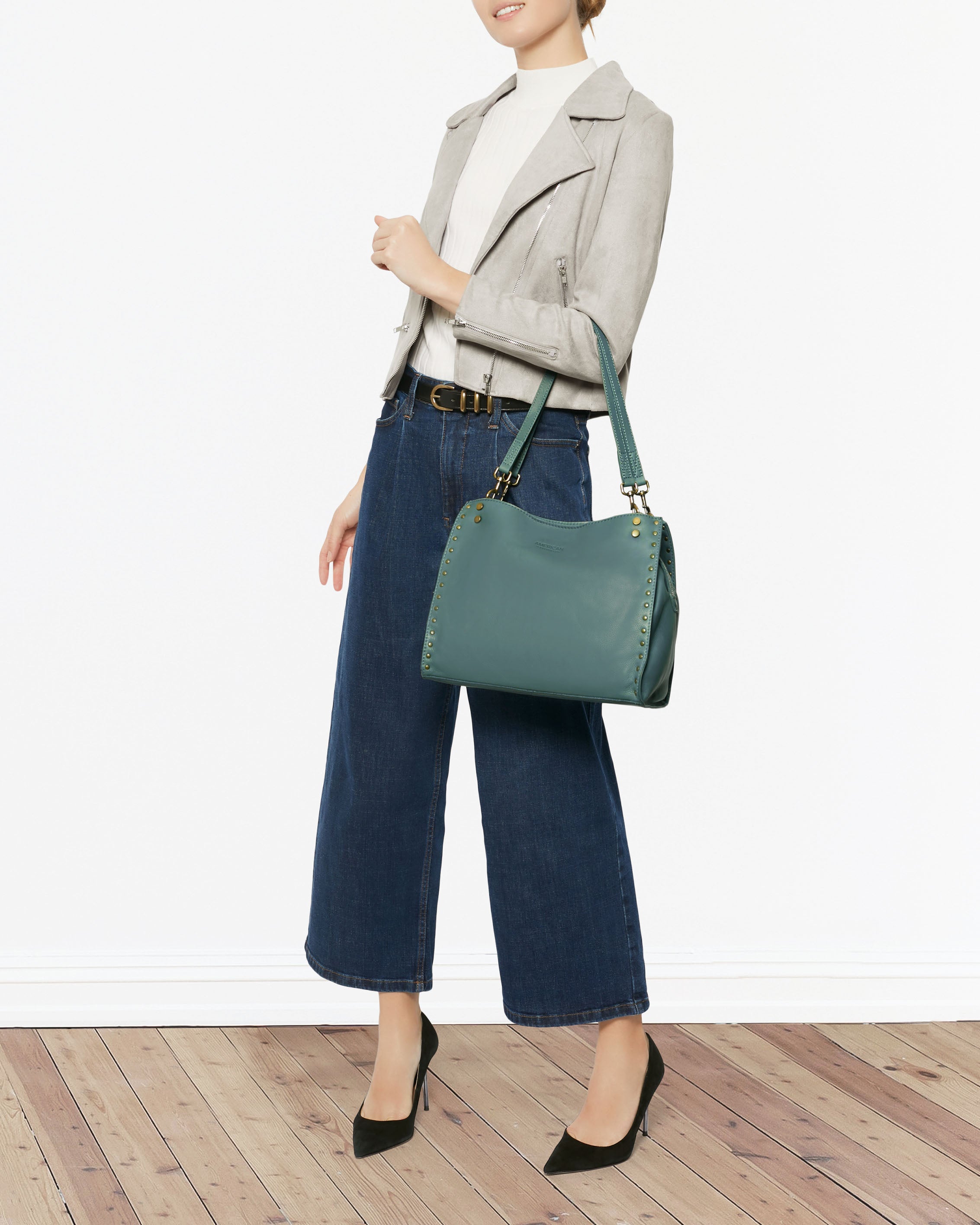 Lenox Studded Triple Entry Satchel - Stylish Leather Handbag for Women | Perfect for Work, Travel & Everyday Use