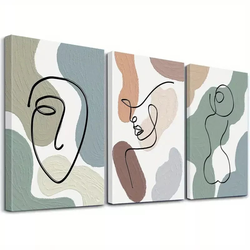 3-Piece Modern Minimalist Abstract Art Canvas Set - Framed Wall Decor 50x70cm - High Quality Print - 100% Australian Made - Ready to Hang - Perfect for Living Room, Bedroom & Office Decor