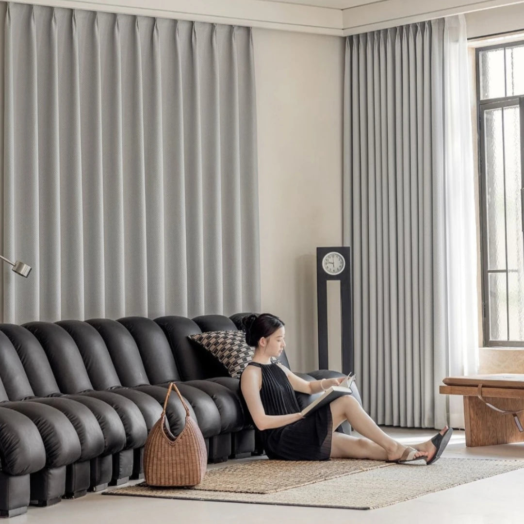 Blake Chenille Basketweave Blackout Curtains for Bedroom - Custom Room Darkening Window Drapes for Home Theater & Nursery