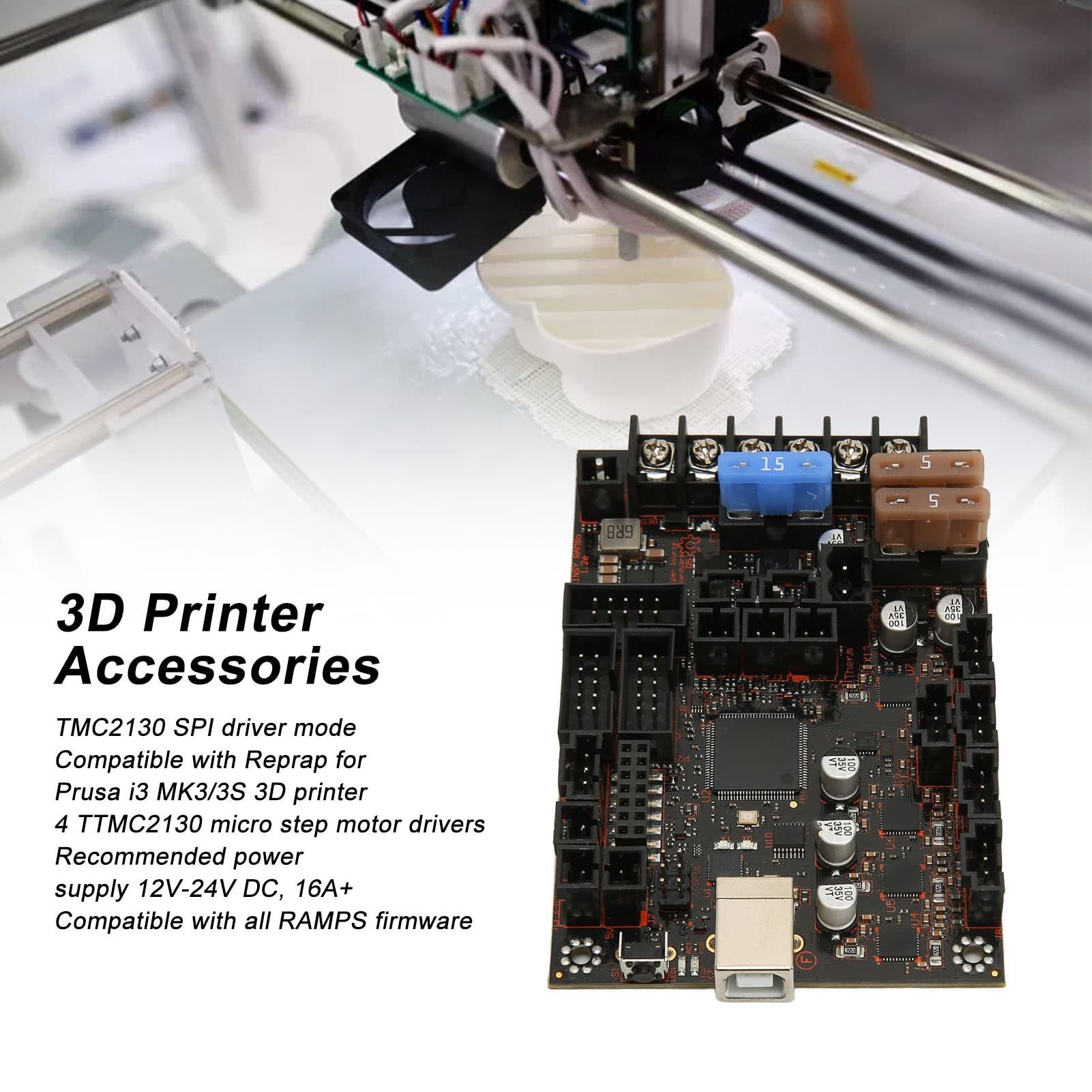 Yoidesu 3D Printer Motherboard - Einsy Rambo 1.2e with TMC2130 SPI Drive Mode for Prusa i3 MK3/3S | High-Performance 3D Printer Accessories | Perfect for DIY Printing, Prototyping & Maker Projects