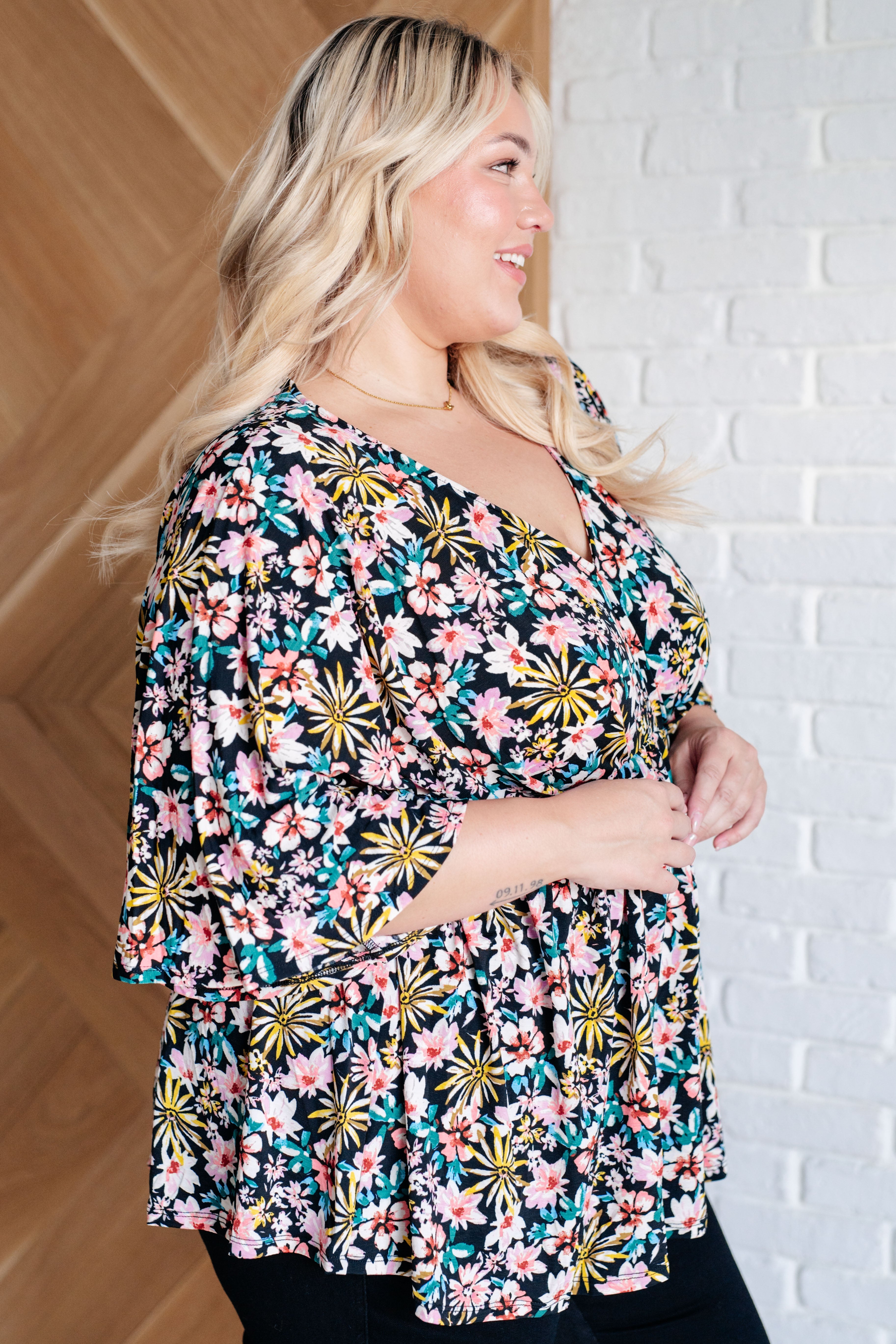 Dreamer Top - Floral Print Women's Blouse in Teal & Pink | Casual Wear, Office Outfit, Spring Summer Fashion