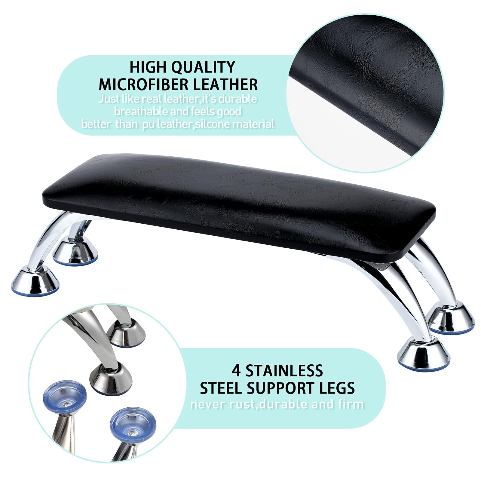 Premium Nail Arm Rest for Acrylic & Gel Manicures - Large Hand & Foot Support Cushion with Soft Microfiber Leather - Perfect for Salon, Home Nail Art & Pedicure Stations