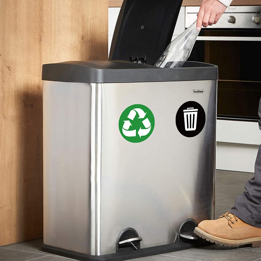 6-Pack Round Adhesive Garbage Can Stickers - Waterproof Trash Bin Labels for Outdoor Waste Baskets, Recycling Bins & Public Restrooms (Durable Vinyl Decals for Home, Office & Commercial Use)