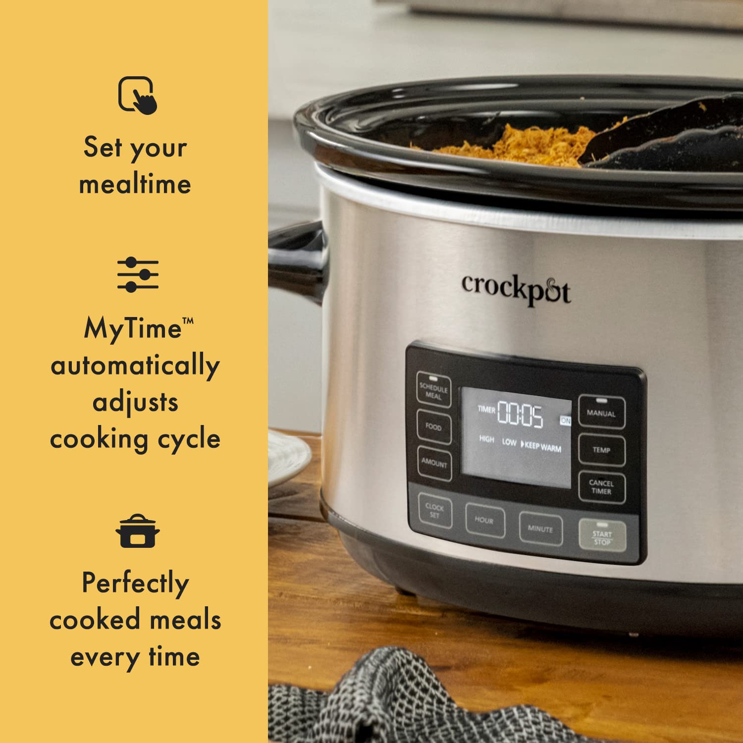 Crock-Pot 7-Quart Programmable Slow Cooker with Digital Timer & Locking Lid - Stainless Steel Kitchen Appliance for Family Meals, Potlucks & Holiday Gatherings - Ideal for Soups, Stews & Meal Prep
